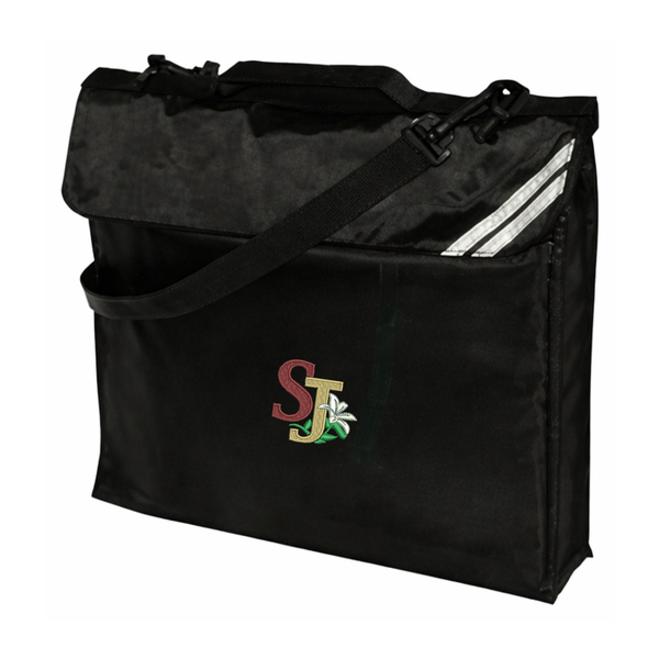 St Joseph's Billingham Black Logo Junior Bookbag with reflective stripe