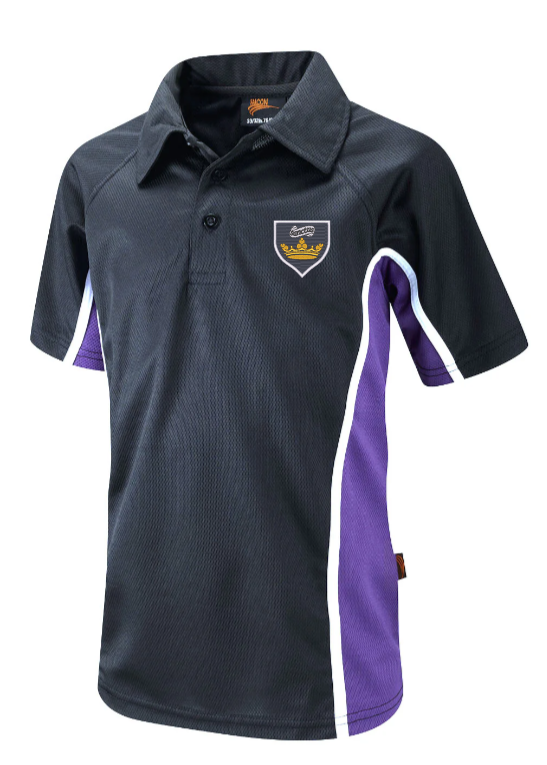 All Saints Navy, Purple and White Boys Sports Polo - Compulsory