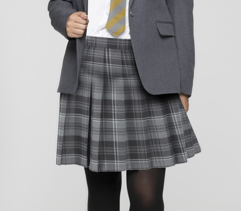 Whickham Knife Pleat Grey Tartan Skirt